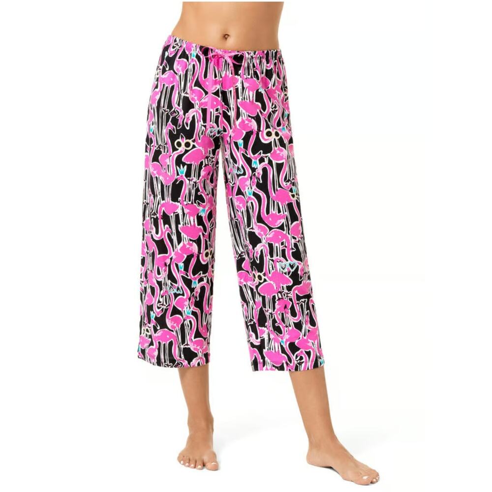 Hue Women's Flamingo Festival Pajama Capri Pants Athleisure Sleepwear Loungewear